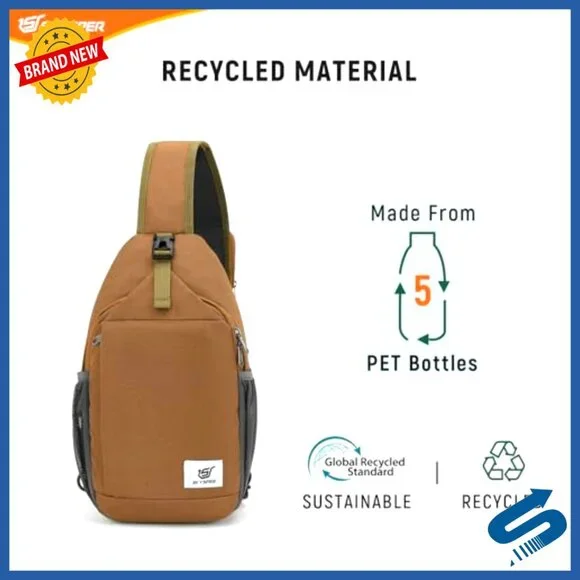 Recycled Polyester RFID Anti-Theft Crossbody Sling Bag Travel Daypack